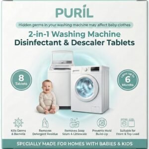 2-in-1 | Washing Machine Cleaner & Descaler Tablets | 8 Tablets | Removes Lime Scale, Bacteria & Odor | Used for Top Load & Front Load | Protects Clothes from Residue & Germs