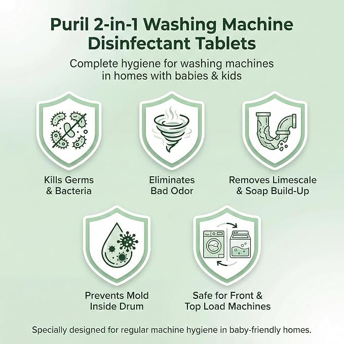 2-in-1 | Washing Machine Cleaner & Descaler Tablets | 8 Tablets | Removes Lime Scale, Bacteria & Odor | Used for Top Load & Front Load | Protects Clothes from Residue & Germs - Image 6