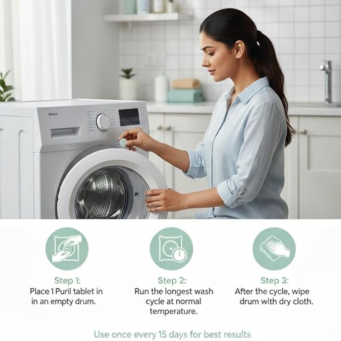 2-in-1 | Washing Machine Cleaner & Descaler Tablets | 8 Tablets | Removes Lime Scale, Bacteria & Odor | Used for Top Load & Front Load | Protects Clothes from Residue & Germs - Image 7